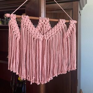 Pink macrame wall hanging